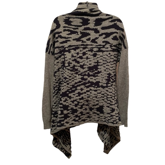 Patricia Luca Milano Waterfall Front Open Cardigan Sweater Animal Print S/M - Picture 5 of 9